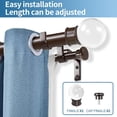 thumbnail image 2 of Urbanest Adjustable Double Curtain Rod Set Crystal Ball Flat Button Finials – 1″ Front & 5/8 Back Rod With Bronze Rod, 48–84 Inches, 2 of 6