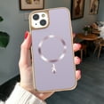 thumbnail image 2 of for iPhone 15 Plus Case Magnetic Ultra Slim Plating Design, TPU + PC Hybrid Shockproof Anti-Scratch Back Cover, Lightweight Drop Protective Phone Case Cover for iPhone 15 Plus, Purple, 2 of 7