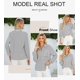 thumbnail image 4 of Camisa Astylish 2025 para mujer, cuello en V, a rayas, con botones, color negro, XXL, 4 of 6