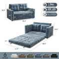thumbnail image 3 of BedLuxury 55" Foldable Loveseat Futon Sofa Bed with Cup Holder & Storage Pocket, Sleeper Couch, Space Saving, Chenille Blue, 3 of 7