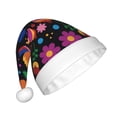 thumbnail image 2 of Fuzoiu Colorful Floral2 Print Santa Hat Christmas Hat for Adults,Santa Hats with Pompom, Unisex Xmas Holiday Hat for Christmas New Year Festive Party Supplies, 2 of 6