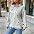 thumbnail image 6 of MLCDZ Women Fall Waffle Hoodies Pullover Hooded Long Sleeves Sweatshirt Drawstring Loose Fit Vacation Travel Oversized Tops with Pocket, 6 of 7