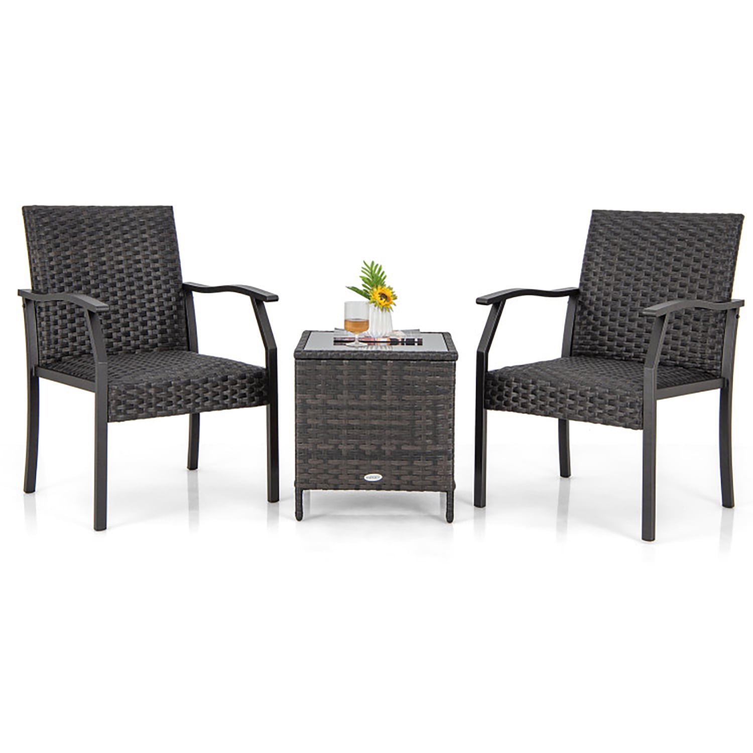 Aimee Lii 3 Pieces Patio Wicker Chair Set with Quick Dry Foam Cushions, Outdoor Patio Furniture Set Aimee Lii 3 Pieces Patio Wicker Chair Set with Quick Dry Foam Cushions, Outdoor Patio Furniture Set