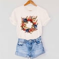 thumbnail image 6 of Mifsaly 4Th of July Independence Day T-Shirt Women Floral Wreath American Flag Patriotic Tees Crewneck Short Sleeve Cotton Top XXL, 6 of 7