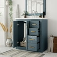 thumbnail image 2 of 30" Solid Wood Frame Bathroom Vanity with Storage, Modern Minimalist Bathroom Vanity with Ceramic Sink, Freestanding Storage Cabinet with Soft Close Doors for Bathroom, Blue, 2 of 9