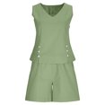 thumbnail image 6 of AUNVITO Women's Solid Color Linen Blend Top and Pants Set Spring Summer Casual Outfit Comfortable and Breathable, 6 of 9