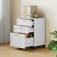 thumbnail image 1 of Wood File Cabinet with Lock & Wheels, 3-Drawer Rolling Storage for Desk, Organizes Letter, A4, Legal Size Files for Home Office Use, White, 1 of 7