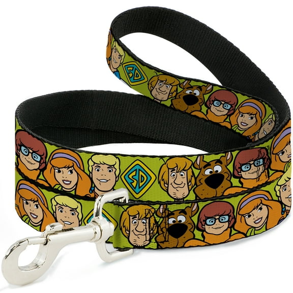 Scooby Doo Pet Leash, Dog Leash, Scooby Doo Character Faces Close Up Green, 4 Feet Long 1.0 Inch Wide