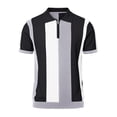 thumbnail image 4 of Men's Retro Striped Knit Polo Shirt, Quarter Zip Short Sleeve Casual Business Top, Breathable Soft Fabric for office, Daily and Semi-formal Wear, Sizes S-5XL Black, 4 of 4