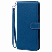 Allytech Wallet Case for Samsung Galaxy A13 5G, Luxury Litchi Synthetic Leather Flip Protective Cases Cover with Card Holder Detachable Wrist Strap Kickstand, Darkblue