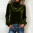 thumbnail image 2 of Tqcoqu Women's Mock Turtleneck Velvet Top,Long Sleeve 2026 Fall Velour Shirts,Trendy Loose Dressy Casual Blouse Daily Wear, 2 of 8