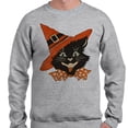 thumbnail image 2 of Vintage Witch Cat Sweatshirt Unisex Small Grey, 2 of 5