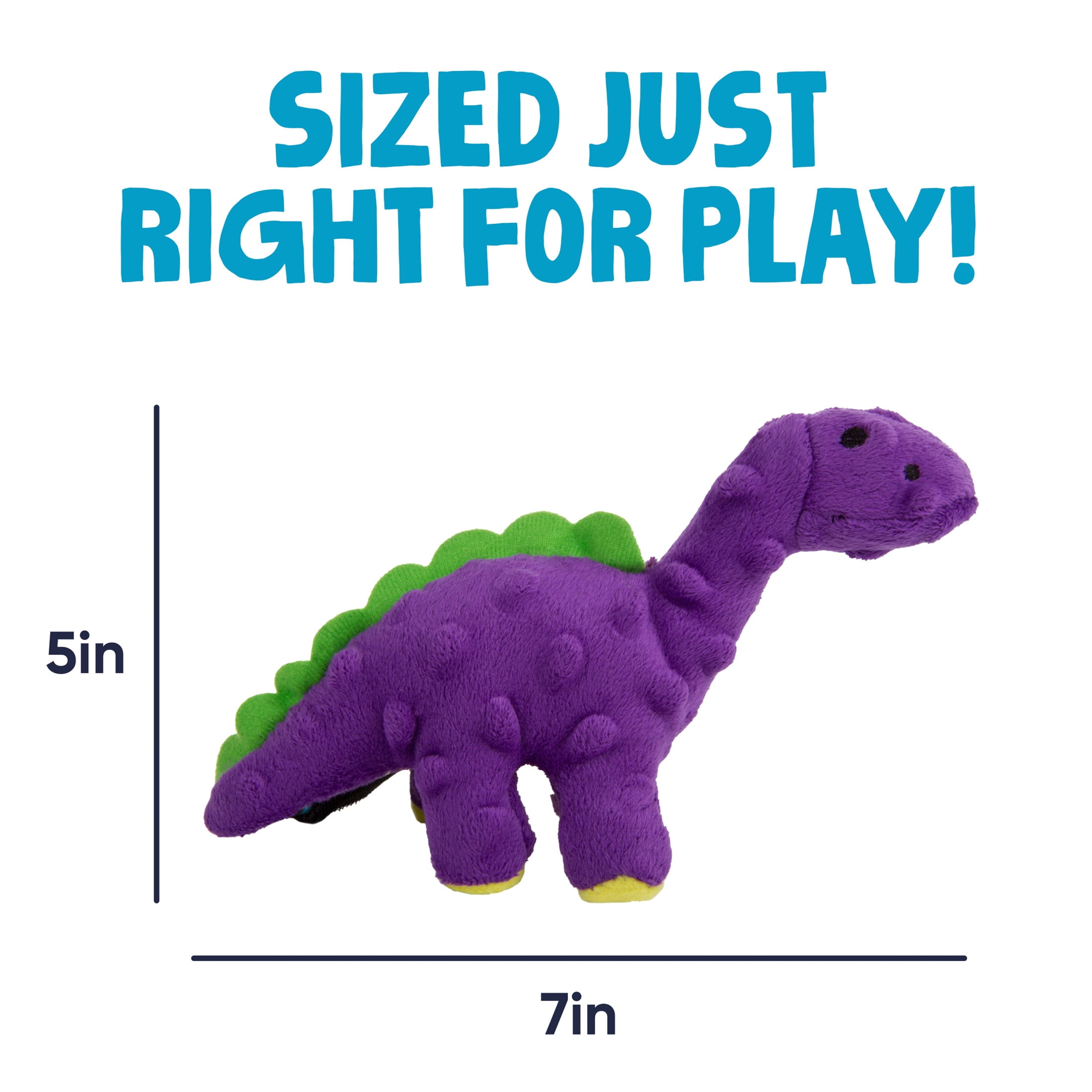 goDog Dinos Bruto Just For Me Squeaky Plush Dog Toy, Chew Guard Technology, Purple, Mini