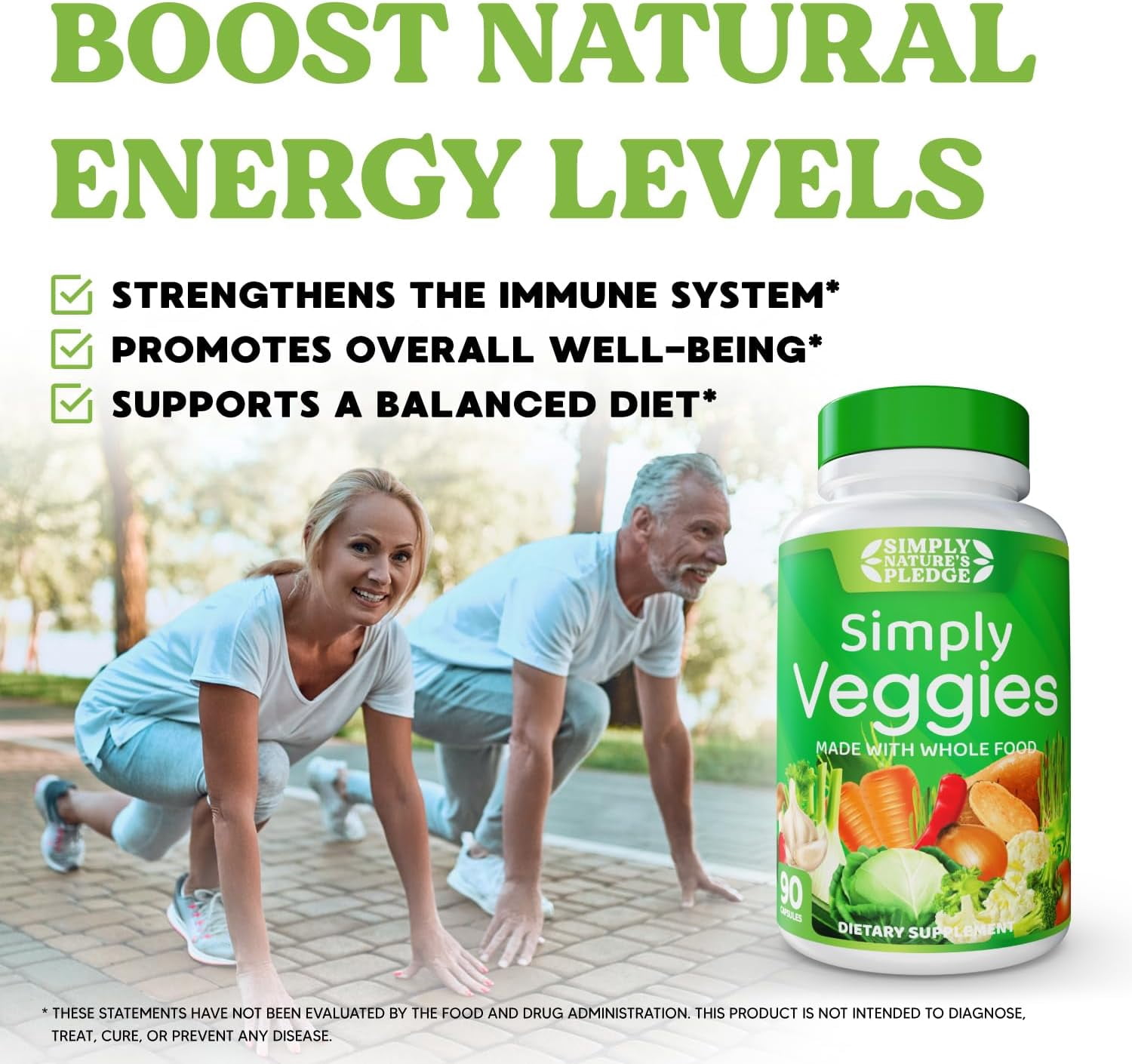 Simply Nature's Pledge - Made with Whole Food Superfoods, Packed with Beta Carotene & 18 Different Vegetables - 100% Soy Free - 90 Veggie Capsules