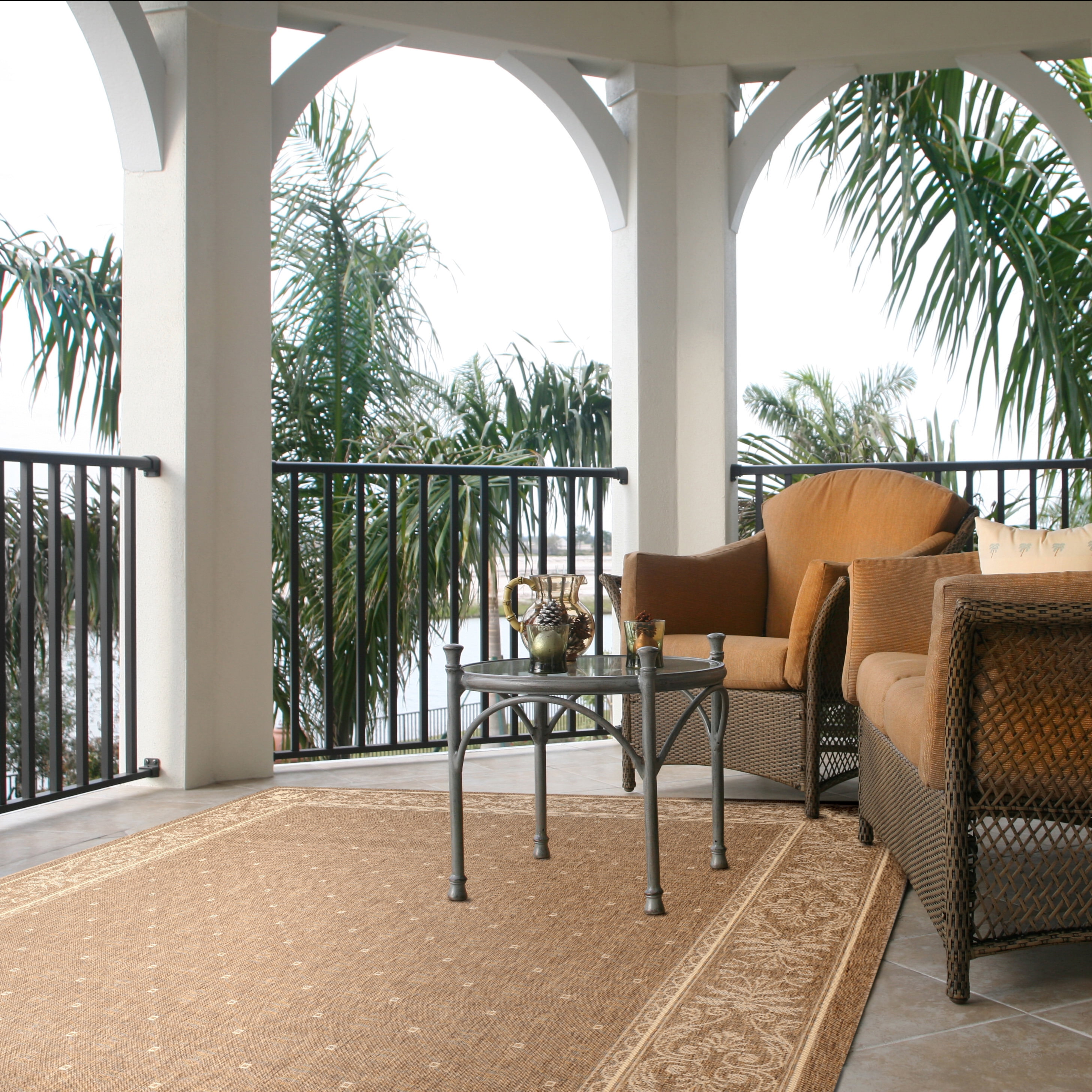 Safavieh Courtyard Derek Oriental Indoor/Outdoor Area Rug, Brown/Natural, 6'7" x 6'7" Square