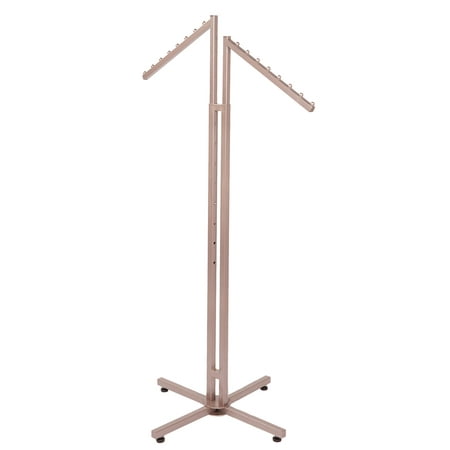 SSWBasics Elegant Rose Gold 2-Way Retail Clothing Rack with Slanted Arms - Premium Clothing Display Rack for Boutiques - Perfect for Organized Clothing Display