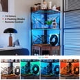 thumbnail image 5 of EVMORE 5 Tier Corner Bar Cabinet with Power Outlet, LED Lights, Wine Rack Display Shelves & Glass Holder, Storage Cabinet Corner Shelf For Living Room Kitchen, 5 of 8