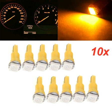 

10Pcs T5 Wedge 5050 Smd Yellow Speedometer Gauge Cluster Car Led Light Bulb 57 73 257