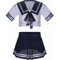 thumbnail image 2 of Conjunto de lencería de cosplay con medias para mujer, disfraz de colegiala traviesa de anime japonés, Lolita, marinero y medias, 2 of 5