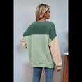 thumbnail image 4 of Camisa Holgada Informal de Punto con Cuello Redondo y Larga con Bloques de Color para Mujer, Color Verde , Talla XL, 4 of 6