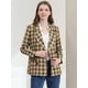 thumbnail image 3 of Chaqueta formal para mujer Allegra K de cuadros Marrón albaricoque M, 3 of 6