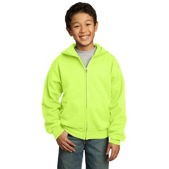 Port & Company Youth Core Fleece Full Zip Hooded Sweatshirt-XS (Royal)