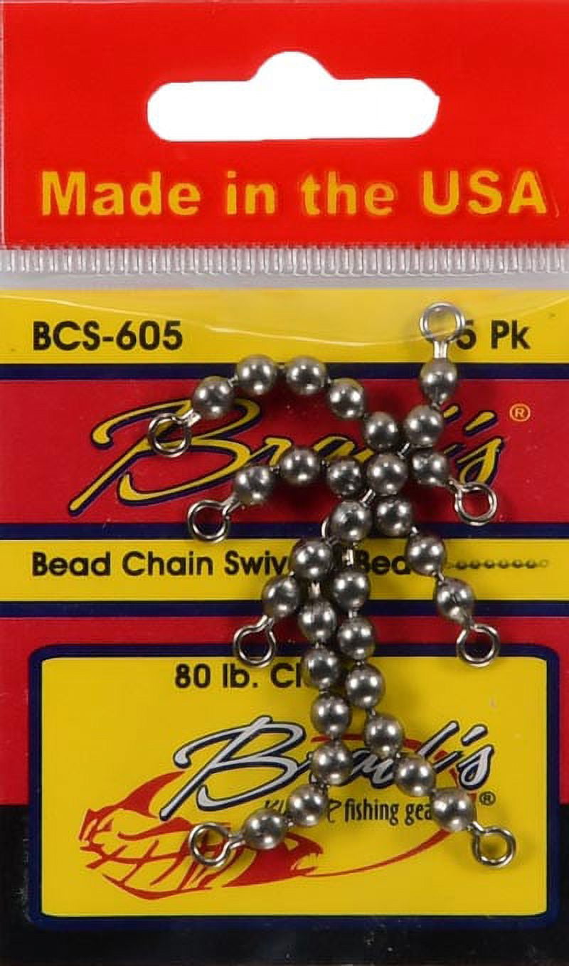 Brad's Fish Tales Freshwater Fishing Bead Chain Swivel, 1/8 Beads, 5-pack  