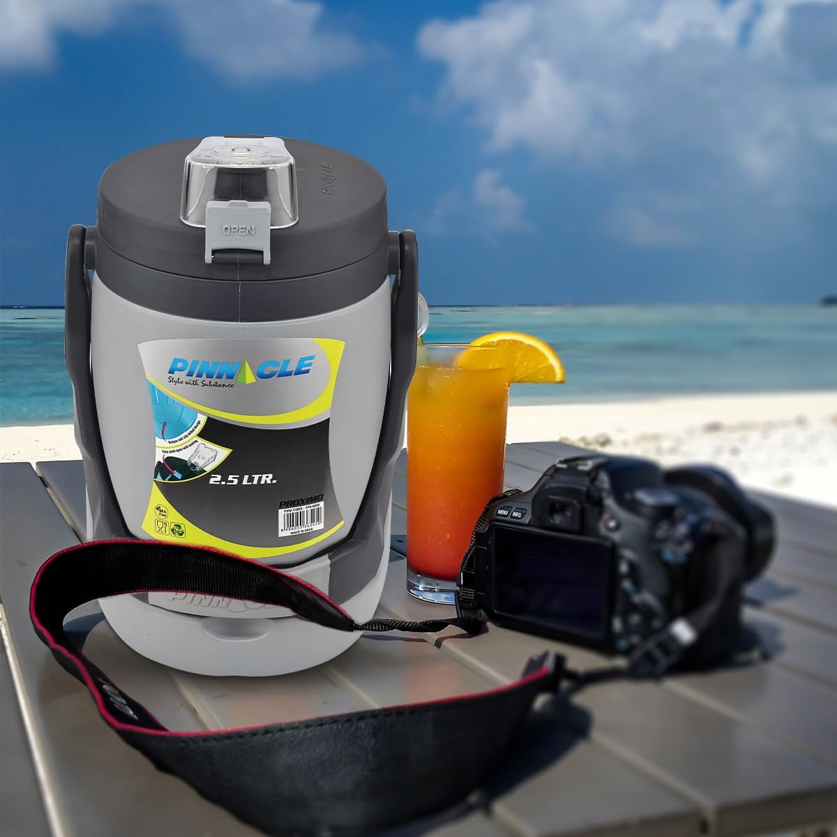 Pinnacle Thermoware Insulated Water Jug with Spout 85 Oz Large Water Bottle with Easy to Carry Handle - Gray