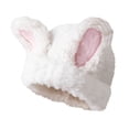 thumbnail image 2 of YAOBAMM Women Thick Cap Women Winter Hat Cartoon Rabbit Ear Decor Soft Plush Thick Warm Cold Resistant Elastic Slip Color Matching Ear Protection, 2 of 6