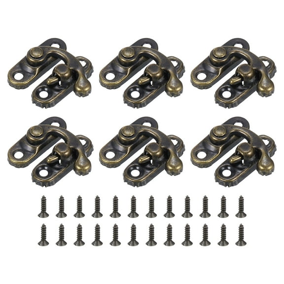 Uxcell 6 Pack Vintage Lock Clasp, 23 x 26mm Mini Swing Arm Right Clasp Latch, Bronze