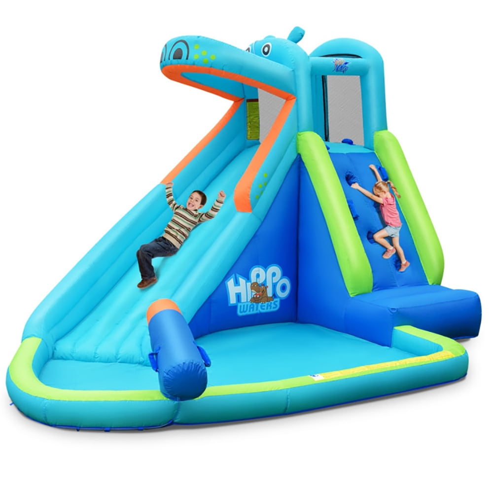 Aimee Lii Inflatable Water Pool with Splash and Slide without Blower, Bounce House Water Slide, Playhouse for Kids Outdoor