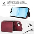 thumbnail image 2 of Dteck Magnetic Detachable Wallet Case for iPhone 16e,Luxury Leather 2 in 1 Case Compatible with Mag Safe Card Slot Pocket Stand Shockproof Cover for iPhone 16e,Winered, 2 of 5