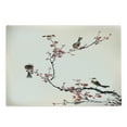 thumbnail image 1 of Nature Cutting Board, Birds on Cherry Tree Branches Summer Classic Oriental Illustration, Decorative Tempered Glass Cutting and Serving Board, Large Size, Ruby Pale Caramel, by Ambesonne, 1 of 1