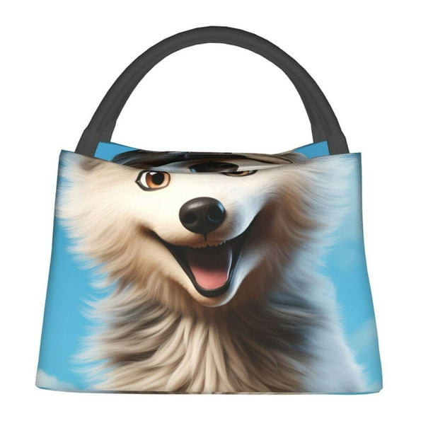 Easygdp Blue Sky Cute Wolf Bolsa de Almuerzo Insulada Reutilizable, Bolsa de Mano y Bandolera para Oficina, Trabajo, Viajes