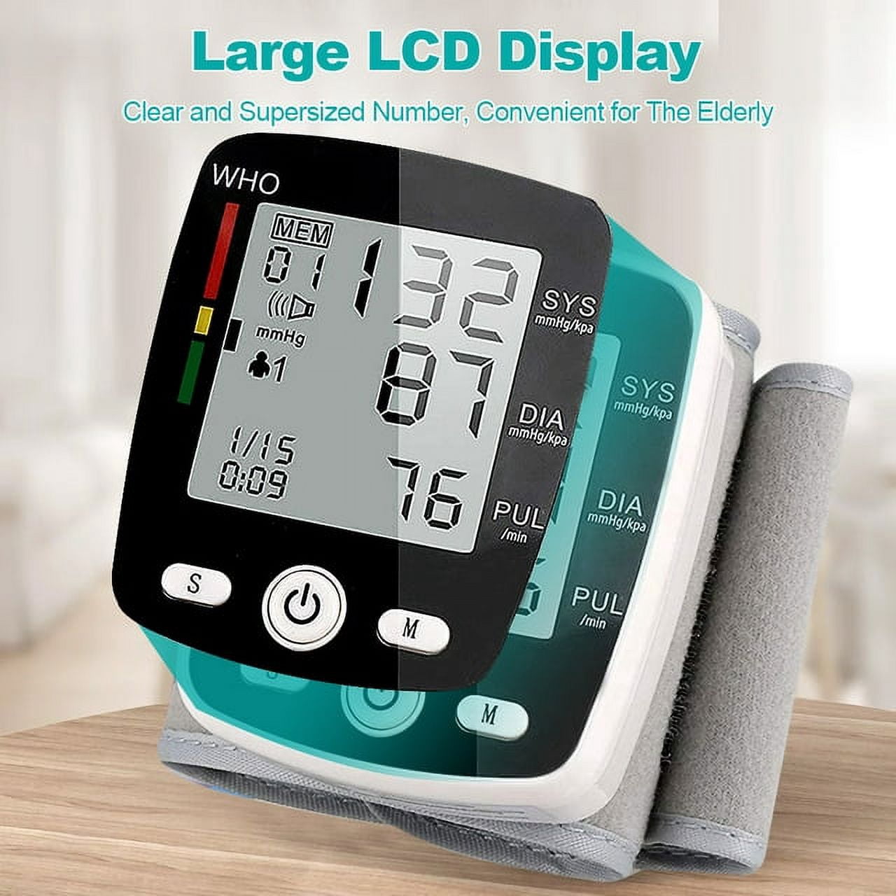 SUWU Blood Pressure Monitor, Rechargable Blood Pressure Machine Wrist with Voice Broadcast and 180 Memory for Dual User