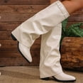 thumbnail image 5 of Dakaela Women's Slouchy Knee High Boots Fold Over Chunky Heel Wide Calf Pull on Winter Tall Long Boot, 5 of 9