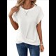 thumbnail image 1 of Camisetas para Mujer, con Mangas Murciélago Lisas y Dobladillo Cruzado, Informales, Ajustadas y A , Blancas, Talla XXL, 1 of 7