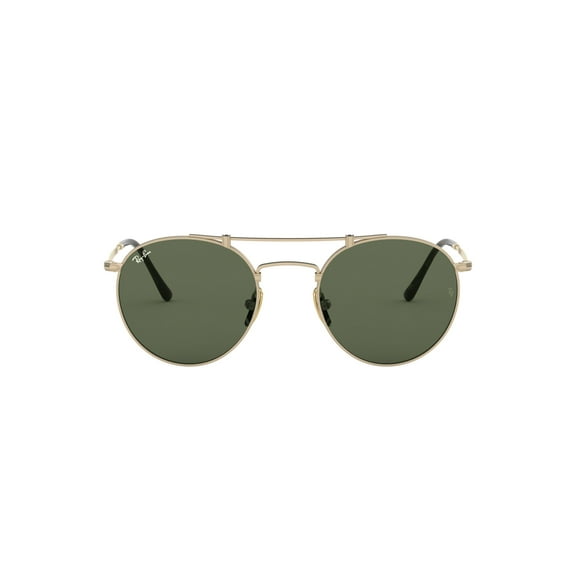 Ray-Ban RB8147 Titanium Round Sunglasses, Brushed Gold Demigloss/Dark Green, 50 mm