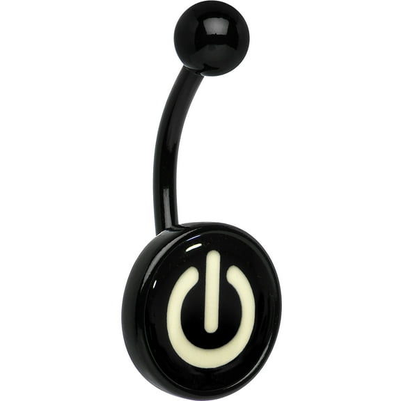 Body Candy Glow in the Dark Power Button Belly Ring