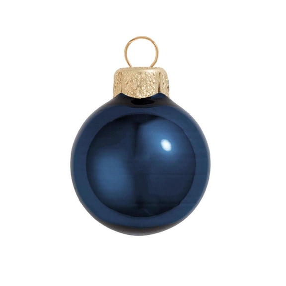 40ct Pearl Midnight Blue Glass Ball Christmas Ornaments 1.25" (30mm)