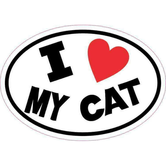 5in x 3.5in Oval I Love My Cat Sticker Vinyl Animal Car Decal Cup Stickers
