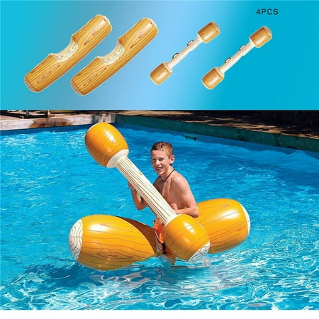 4pcs Family Pool Children's Pool Fun Water Battle Wood Grain Inflatable Floating Recreation Water Toys Pool Party Floating