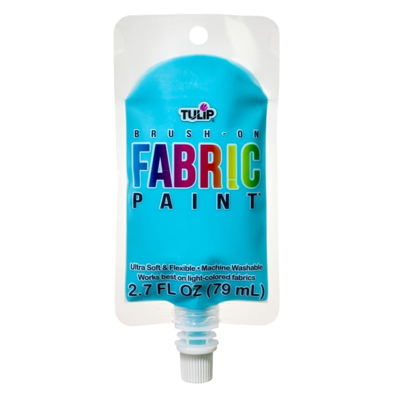 Tulip Brush-On Fabric Paint, Light Blue 2.7 fl oz Pouch, Dries Soft and Permanent