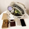 thumbnail image 3 of Multi-Pocket Tote Bag with Zipper, Canvas Japanese Handmade Handbag with Compartments, Multifunction Crossbody Shouder Bag Bag Work for Women Teen Gir, 3 of 4