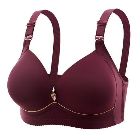 Yyeselk Bras For Women No Underwire Everyday Bra Plus Size Full Coverage Bra Comfort Push Up Bras Everyday Bra Wine XXL