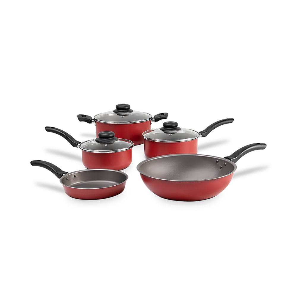Bateria De Cocina 8 Piezas En Aluminio Brinox Ruby 1.2Mm Color Cherry