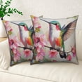 thumbnail image 6 of Watercolor Bird Throw Pillow Covers 18x18 Set of 2,Spring Hummingbird Floral Pillowcases for Sofa Couch Living Room, 6 of 6