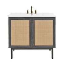 Classe 36" Freestanding Bathroom Vanity in Black Oak with 3-Hole Widespread Sink Top