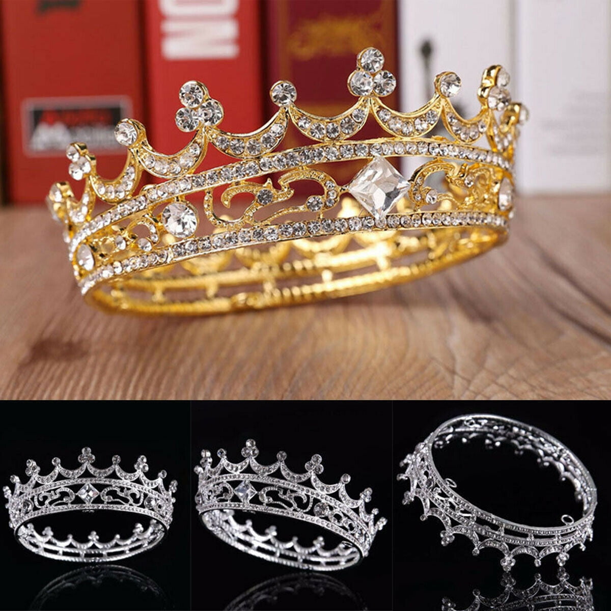 4.5cm High Full Crystal King Wedding Bridal Party Pageant Prom Tiara