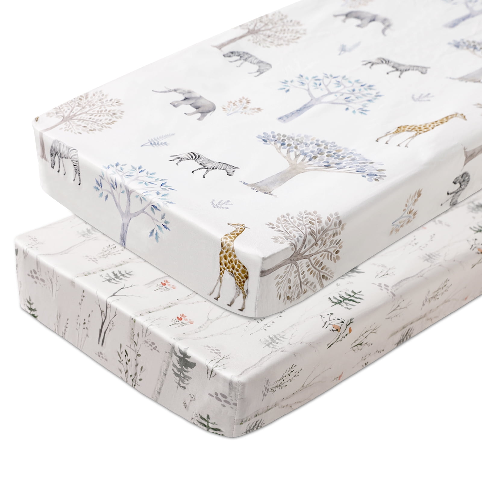 Gllquen Baby Mini Crib Pack N Play Sheets Fitted Quilted Playard Sheet for Toddler Boys Girls 38" x 26", Jungle...